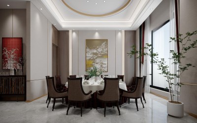 新中式餐饮包厢3D模型下载